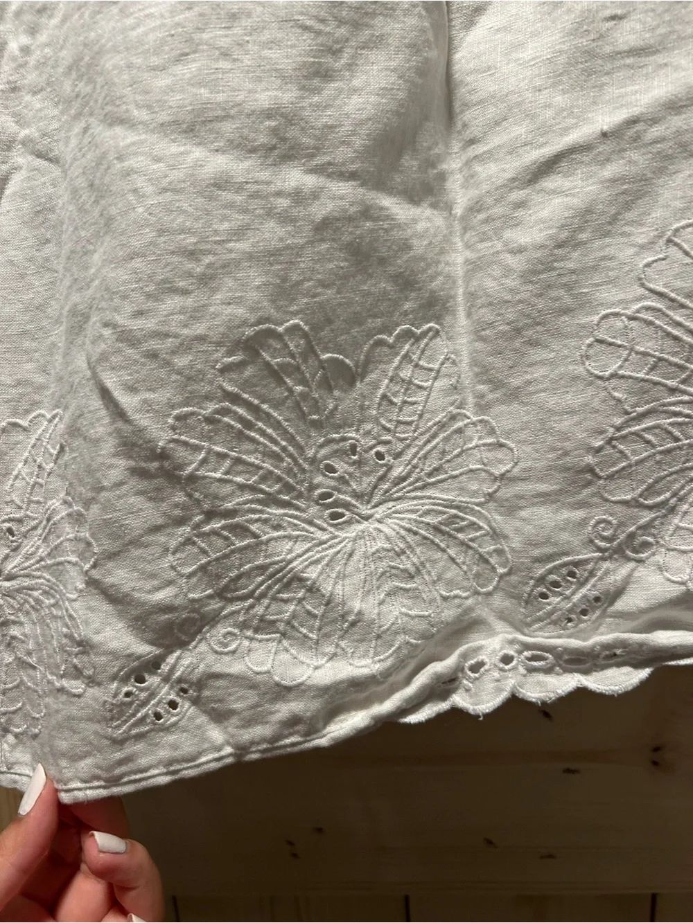 Cynthia Rowley Wrap Cream Embroidered Maxi Skirt 100% linen